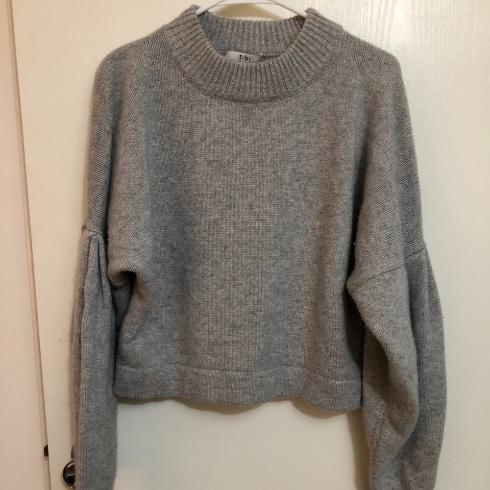 TIBI Cashmere pleated sleeve sweater
